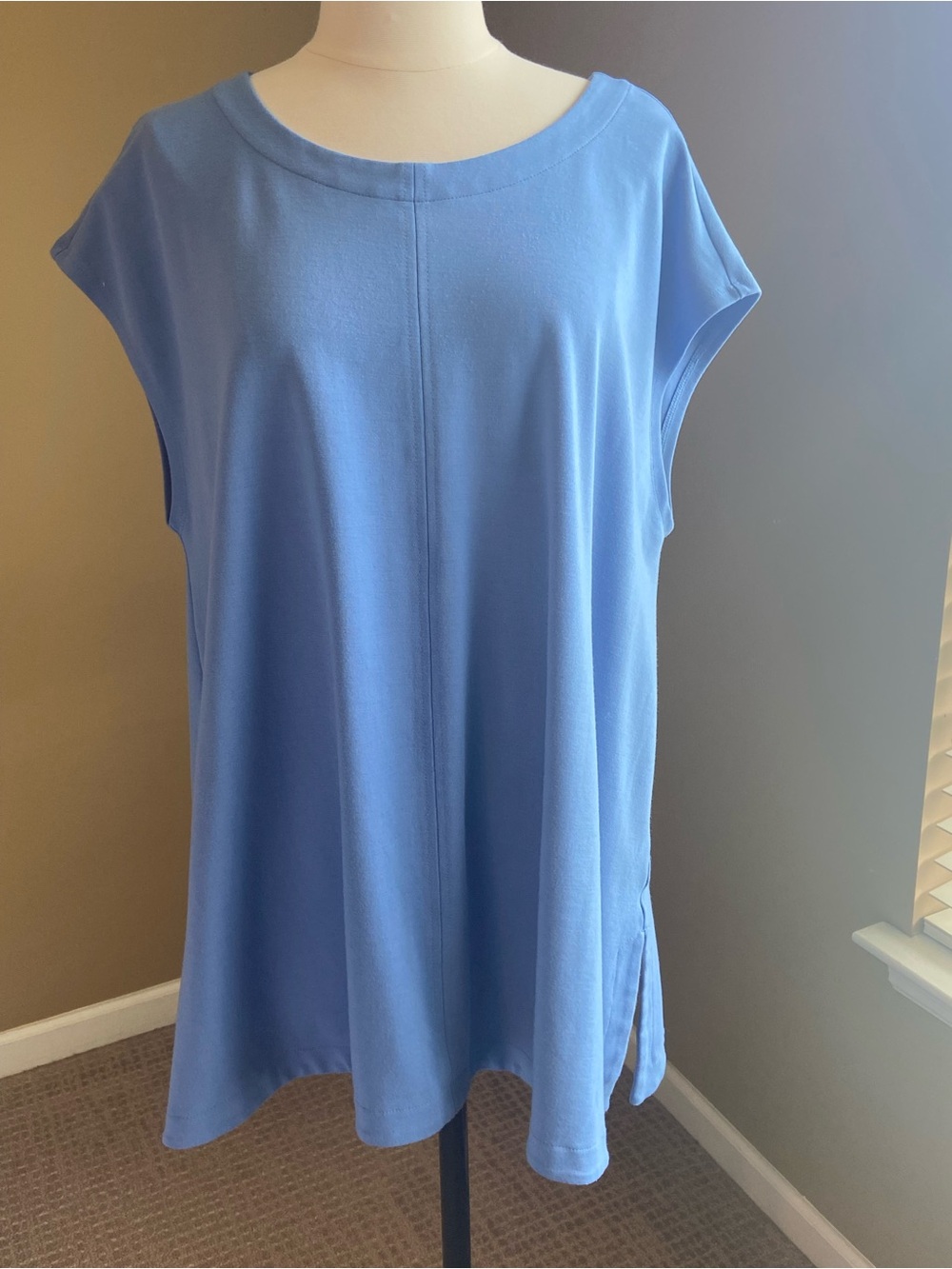 J. Jill Relaxed Scoop Neck Tunic in Sky Blue- XL, Lagenlook, Minimalist